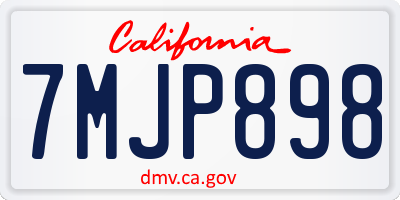 CA license plate 7MJP898