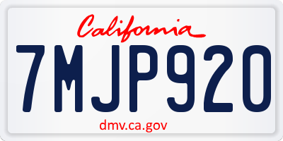 CA license plate 7MJP920