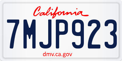 CA license plate 7MJP923