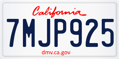 CA license plate 7MJP925