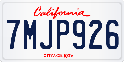 CA license plate 7MJP926