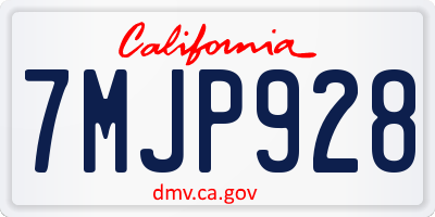 CA license plate 7MJP928