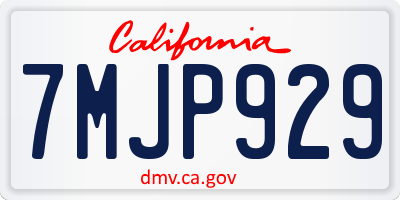 CA license plate 7MJP929