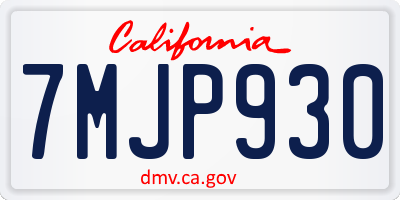 CA license plate 7MJP930