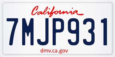 CA license plate 7MJP931