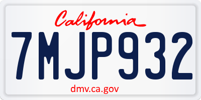 CA license plate 7MJP932