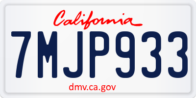 CA license plate 7MJP933