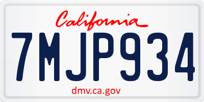 CA license plate 7MJP934