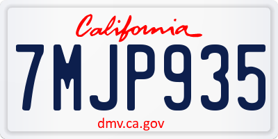 CA license plate 7MJP935