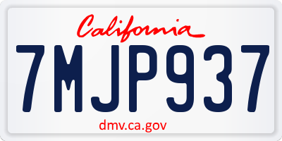 CA license plate 7MJP937