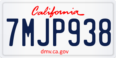 CA license plate 7MJP938