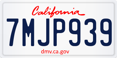 CA license plate 7MJP939