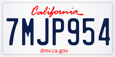 CA license plate 7MJP954