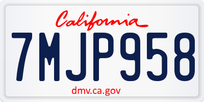 CA license plate 7MJP958