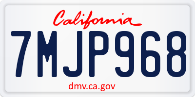 CA license plate 7MJP968