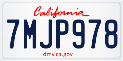 CA license plate 7MJP978