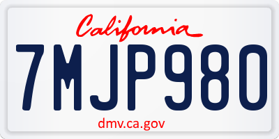 CA license plate 7MJP980