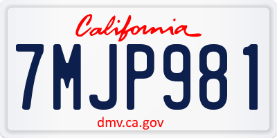 CA license plate 7MJP981