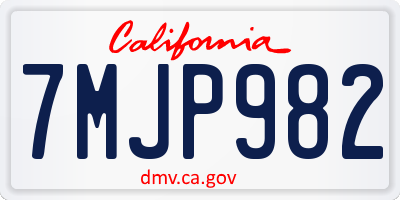 CA license plate 7MJP982