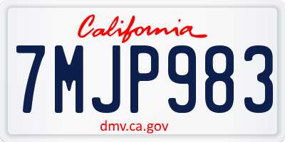 CA license plate 7MJP983