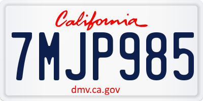 CA license plate 7MJP985