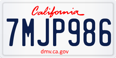 CA license plate 7MJP986