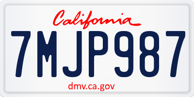 CA license plate 7MJP987