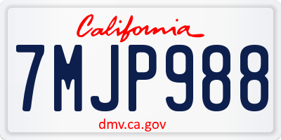 CA license plate 7MJP988