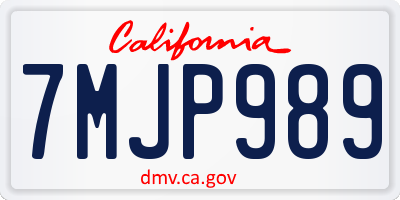 CA license plate 7MJP989