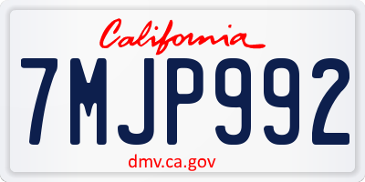 CA license plate 7MJP992