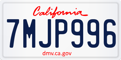 CA license plate 7MJP996