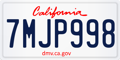 CA license plate 7MJP998