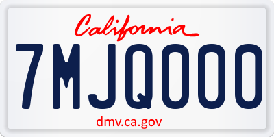 CA license plate 7MJQ000