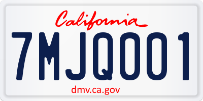 CA license plate 7MJQ001