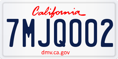 CA license plate 7MJQ002