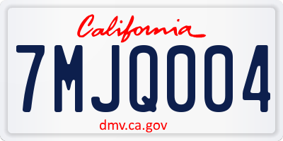 CA license plate 7MJQ004