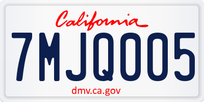 CA license plate 7MJQ005