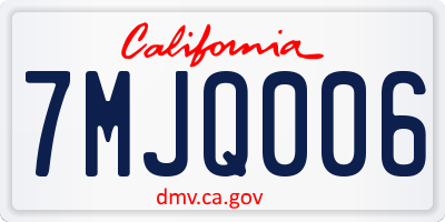 CA license plate 7MJQ006