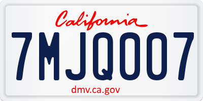 CA license plate 7MJQ007