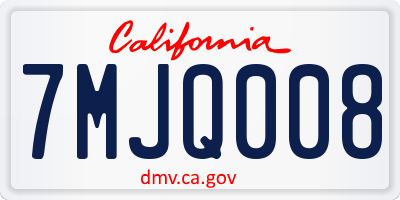 CA license plate 7MJQ008