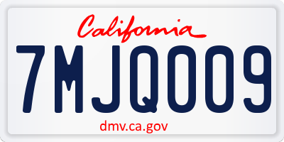 CA license plate 7MJQ009