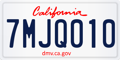 CA license plate 7MJQ010