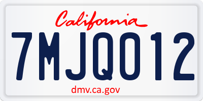 CA license plate 7MJQ012