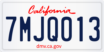 CA license plate 7MJQ013