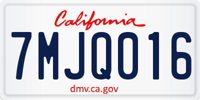 CA license plate 7MJQ016