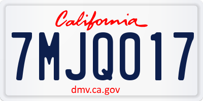 CA license plate 7MJQ017