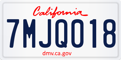 CA license plate 7MJQ018