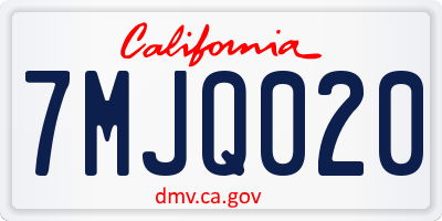 CA license plate 7MJQ020