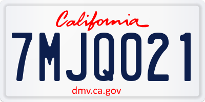 CA license plate 7MJQ021