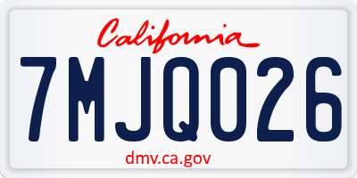 CA license plate 7MJQ026